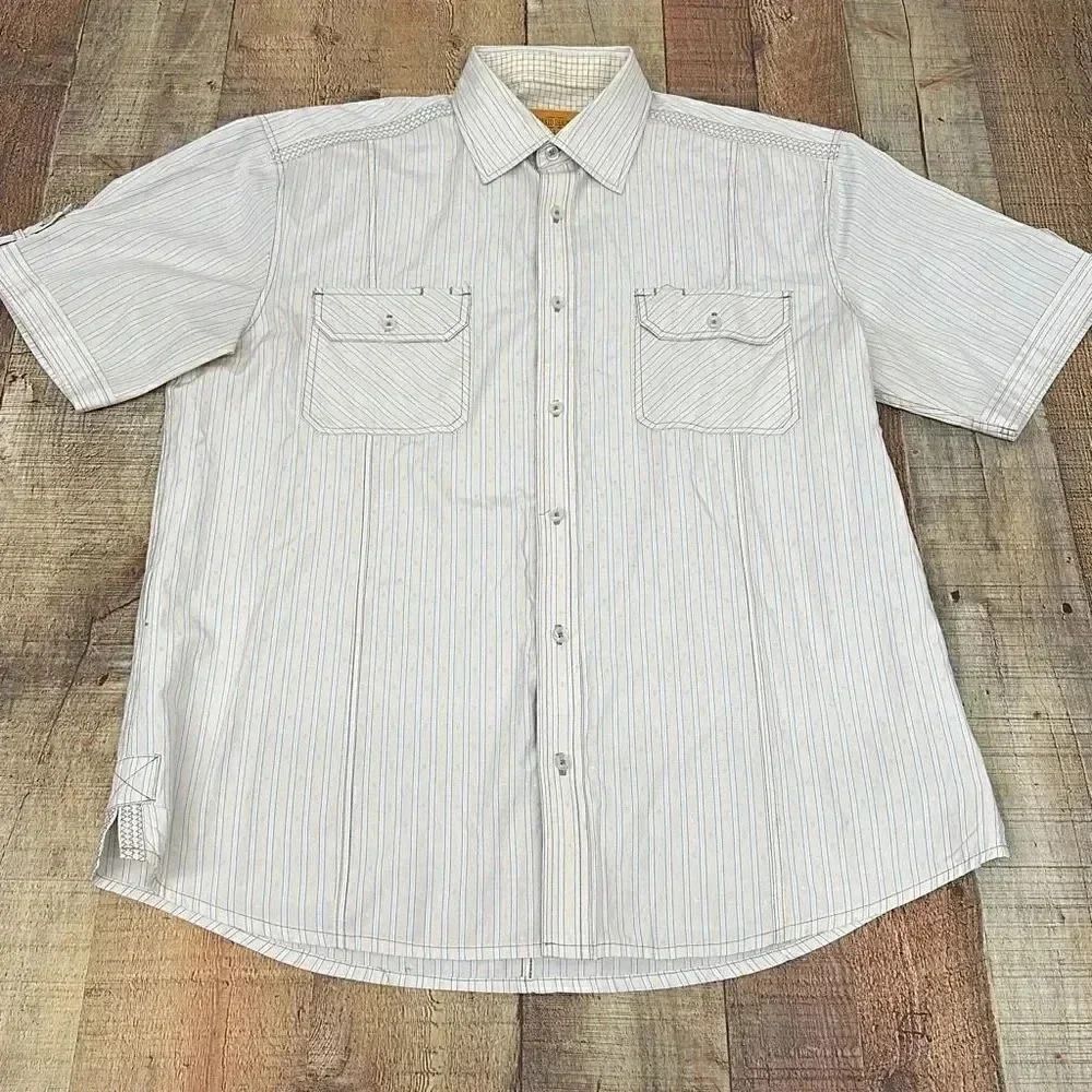 Enzo Denim Button Down Short Sleeve Shirt Men’s Sz L